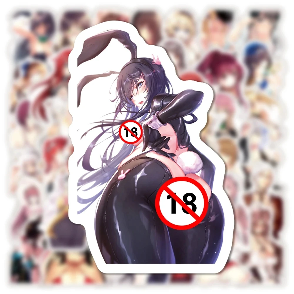 10/30/50 buah stiker gadis Anime Hentai Waifu untuk Laptop sepeda motor gitar DIY stiker grafiti mainan stiker gadis seksi grosir