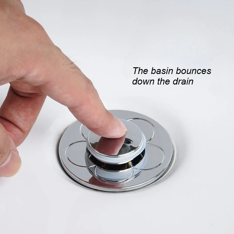 30-40mm Universal Pop-Up Drain Stopper ABS Electroplated Shell Copper Core Anti-Odor Insect Proof for Bathroom Sink Washbasin