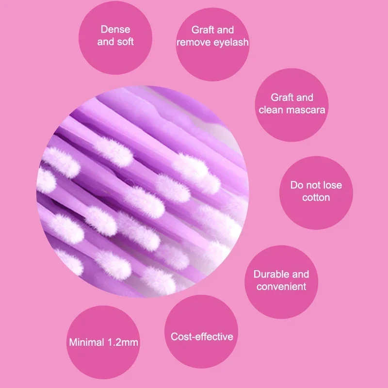 CNKESS 100Pcs Durable Micro Disposable micro brush Individual Lash Removing Tools Swab Micro brushes Eyelash Extension Tools