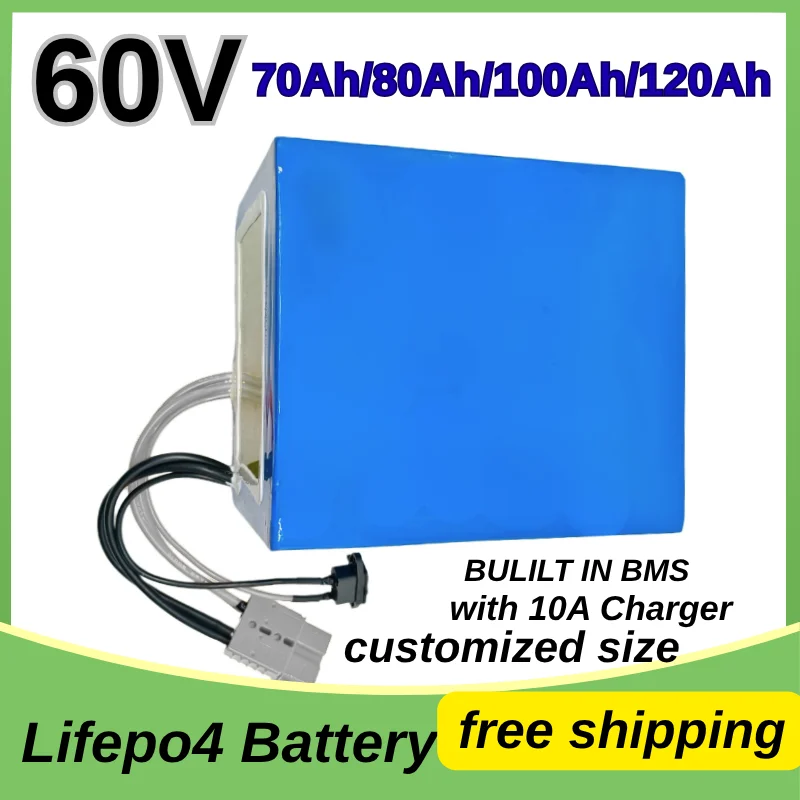 

Батарея d' Vissation Lifepo4 pour vélo électrique et scooter, grande moto, зарядное устройство haute capacité, 60В, , 80Ач, 100Ач, 120Ач