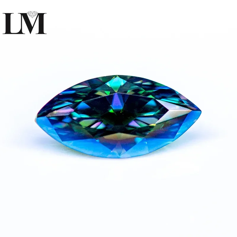 Moissanite Gemstone Rainbow Green Color Marquise Cut Lab Grown Diamond for DIY Charms Woman Advanced Jewelry Making Materials