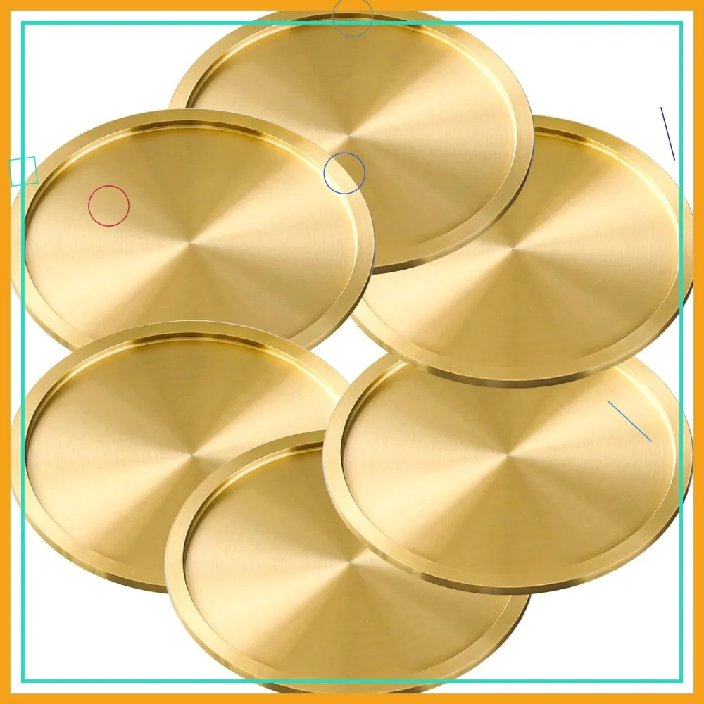 

Набор из 6 латунных подставок для напитков в бронзово-золотом цвете - элегантный стиль MCM с медными акцентами, идеально подходит для декора стола и бара.