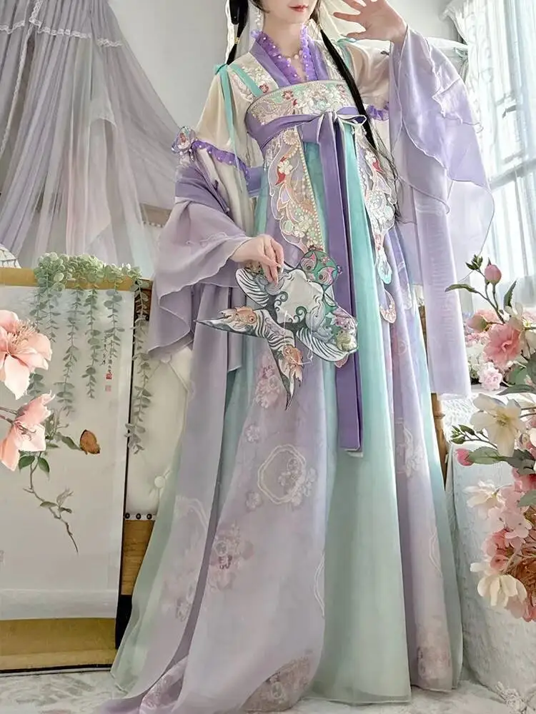 Traditional Women Tang Dynasty Princess Hanfu Dress Elegant Ancient Chinese Style Lady Vintage Fairy Cosplay Stage Costume