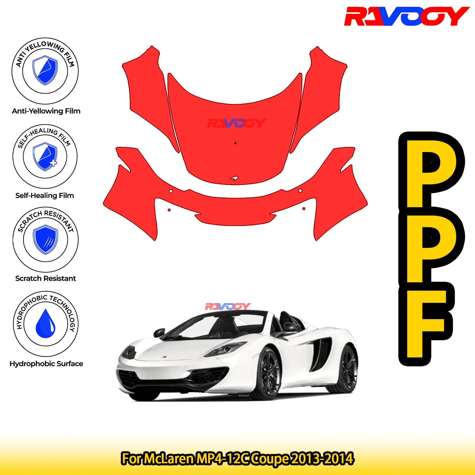 

Для McLaren MP4-12C Coupe 2013-2014 глянцевая матовая черная предварительно вырезанная передняя PPF комплект защитная пленка для краски