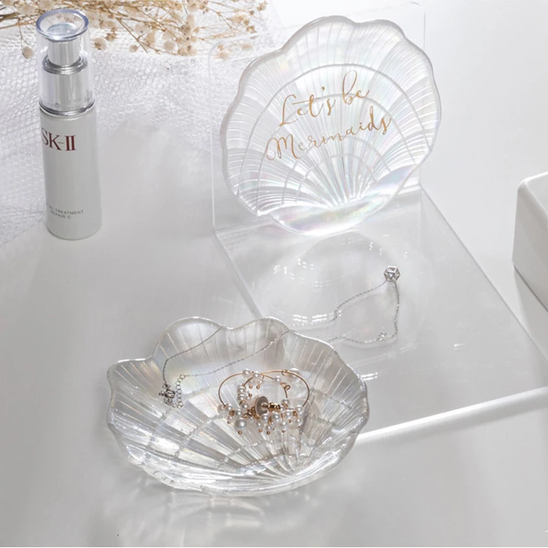 

1 шт. тарелка для ювелирных изделий в виде ракушки, маленькая тарелка для хранения аксессуаров, маленькая тарелка в скандинавском стиле, серьги с фото, кольцо