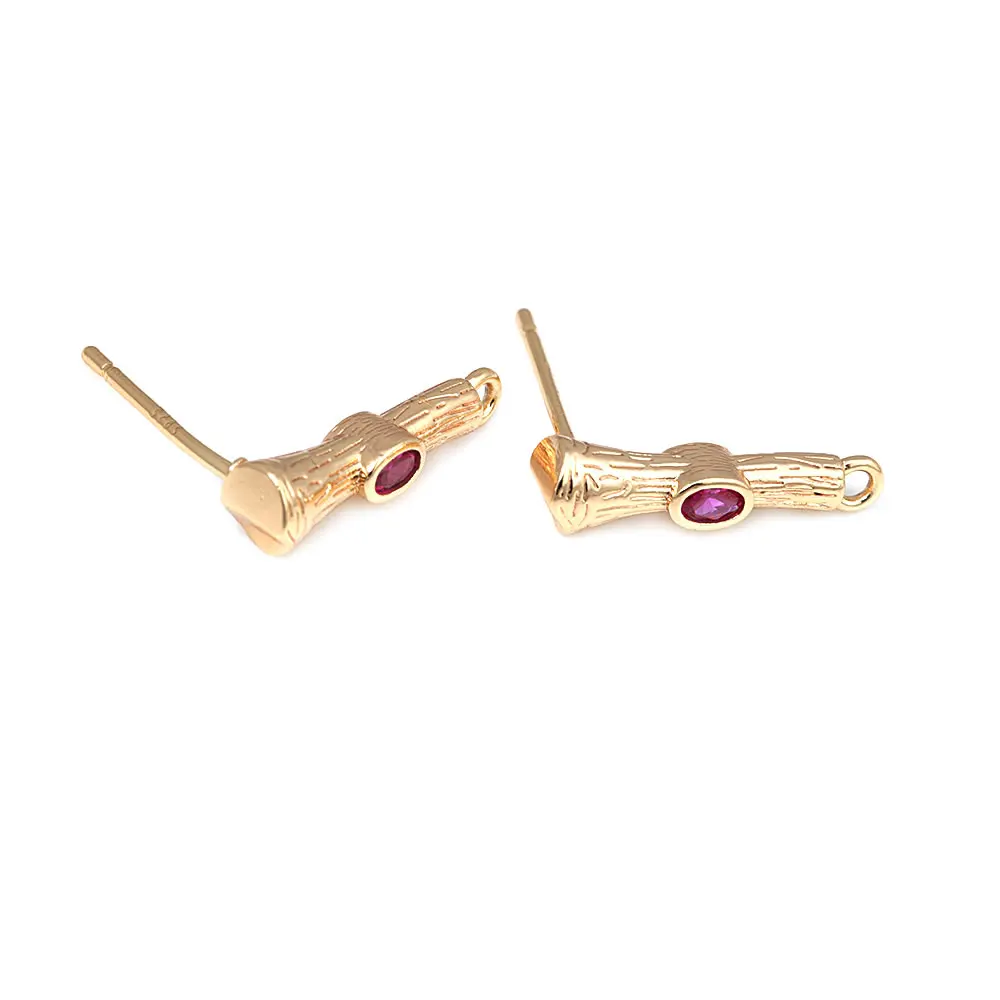 18K Gold Color Brass Rectangle Rod Shape Stud Earrings Pins Earring Jewelry Making Supplies Diy Findings Accessories Materials gallery 4