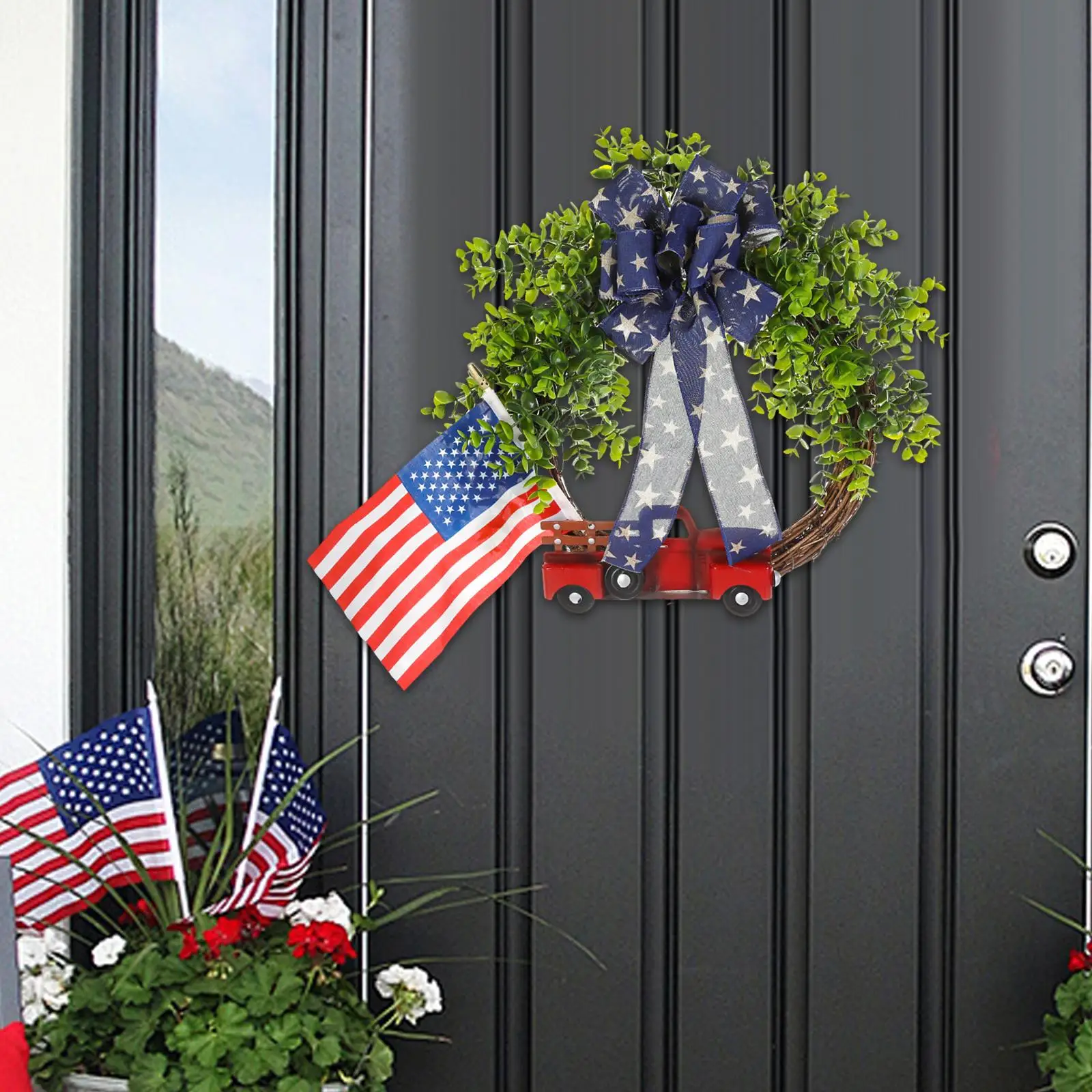 

Patriotic Wreath Holiday Decoration Memorial Day Veterans Day Spring Summer Wreath for Office Front Door Fireplace Window Hotel