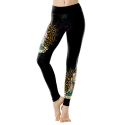 NADANBAO New Seven Chakra Geometric Printed Women Leggings Mandala Fitness High Waist Pants Aztec Round Flower Legins XL Size