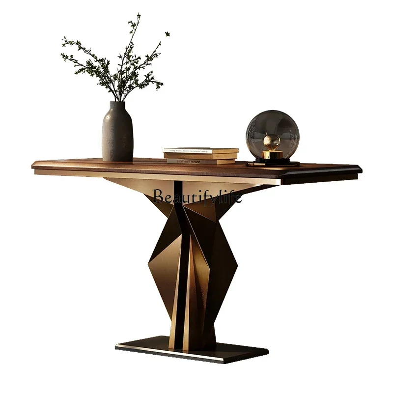 

01North American black walnut entrance table Italian light luxury villa foyer art series modern simple