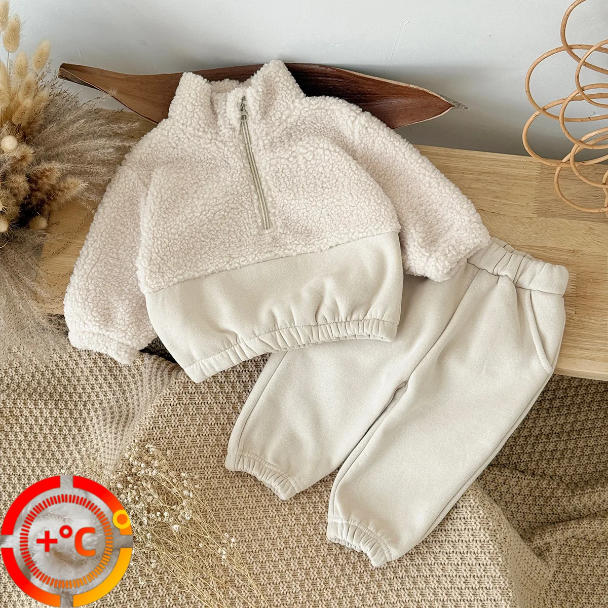 

Little Children Fleece Tracksuit Clothes Warm Winter Long Sleeve Sets Sweatshirts Suit For Kids Boy Girls