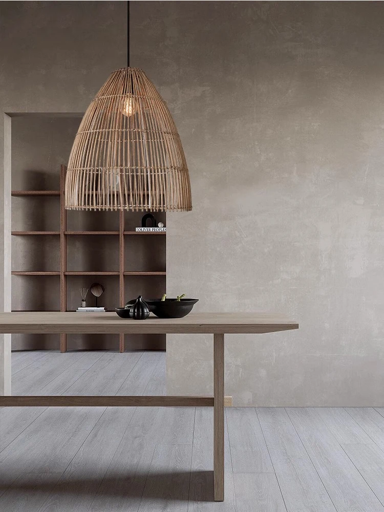 Candelabro de ratán creativo del sudeste asiático para dormitorio, lámpara artística tejida hecha a mano, estudio, mesita de noche, nuevas luces decorativas para comedor
