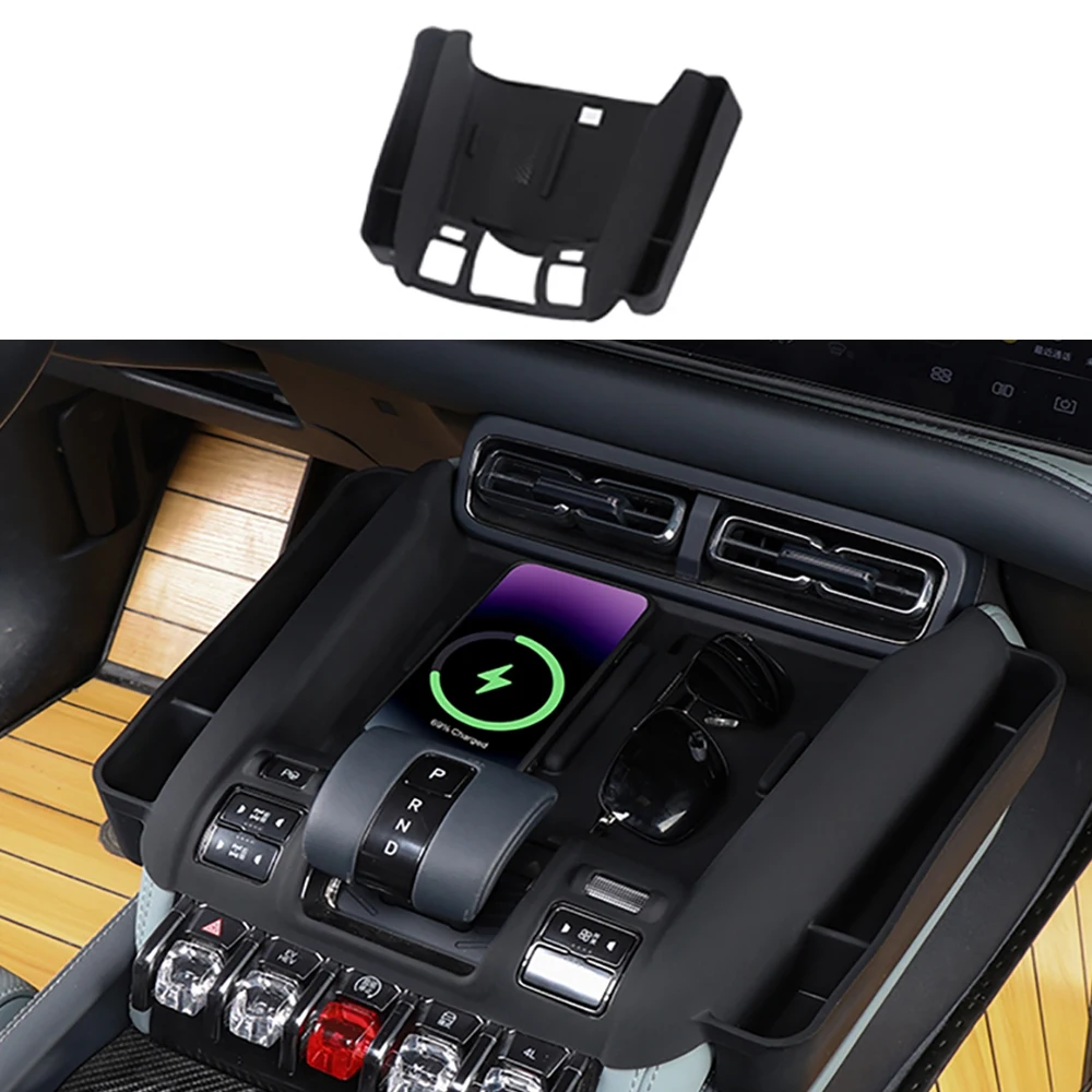 Car Wireless Charging Protection Anti Slip Pad Fit For BYD Equation Leopard 5 Central Control Gear Silicone Pad Storage Box