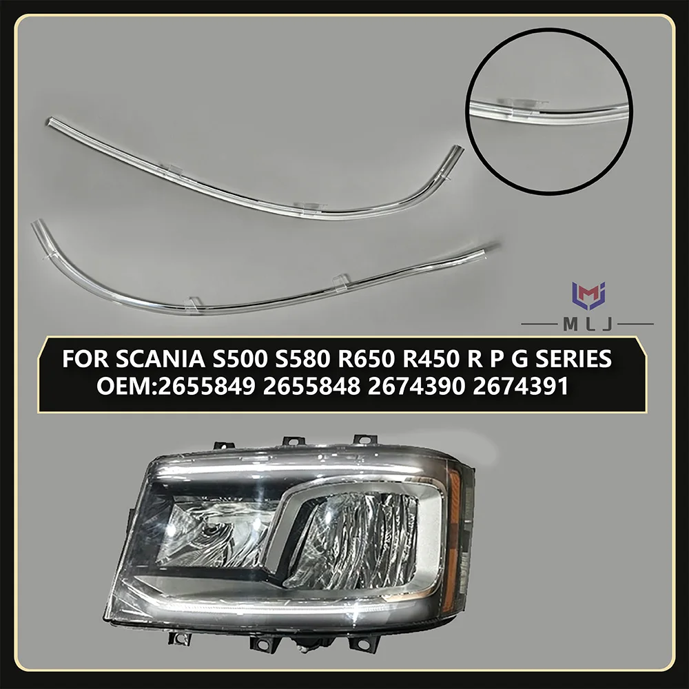 For Scania R S Series New Style Angel Eyes DRL Light Guide Strips Tubes 2655849 2655848 2674390 267439 LED Headlight Replacement