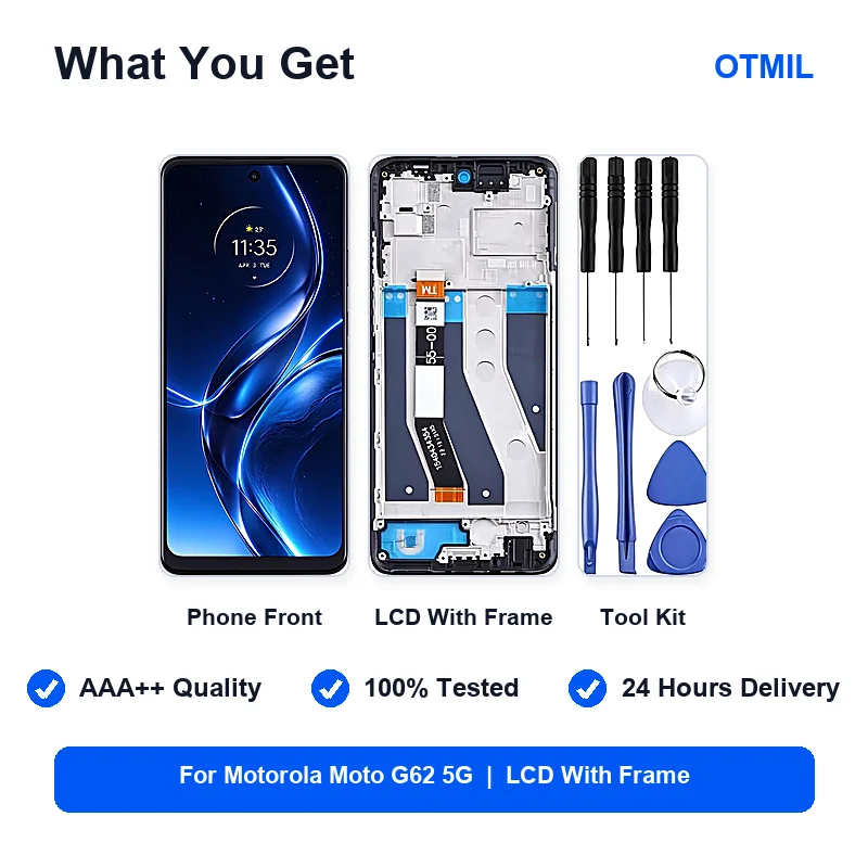 Lcd With Frame For Motorola Moto G62 5G Touch Screen Digitizer Assembly Original Pressed Fully Tested Replacement Parts