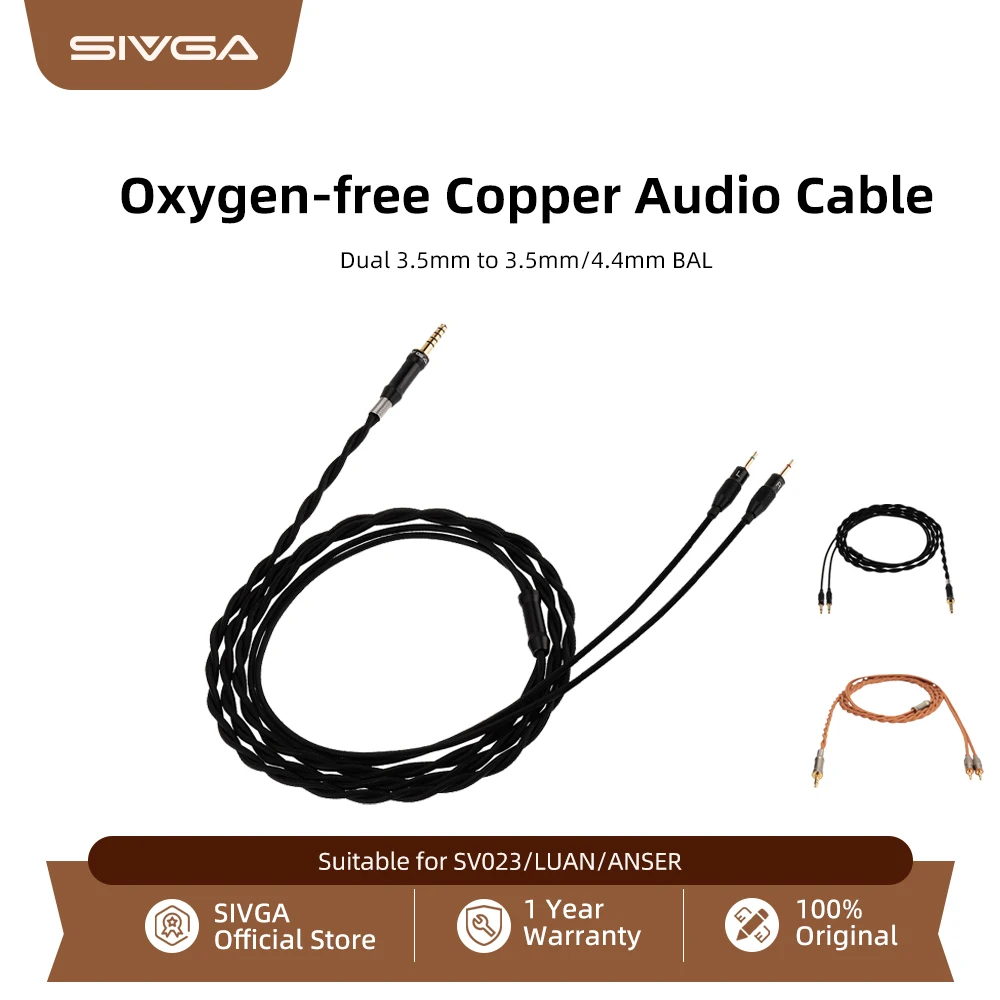 SIVGA Dual 3.5mm Fêmea para 3.5mm/4.4mm Jack Substituição Cabo de Áudio para Fone de Ouvido 16mm Material TPU para LUAN/ANSER/SV023