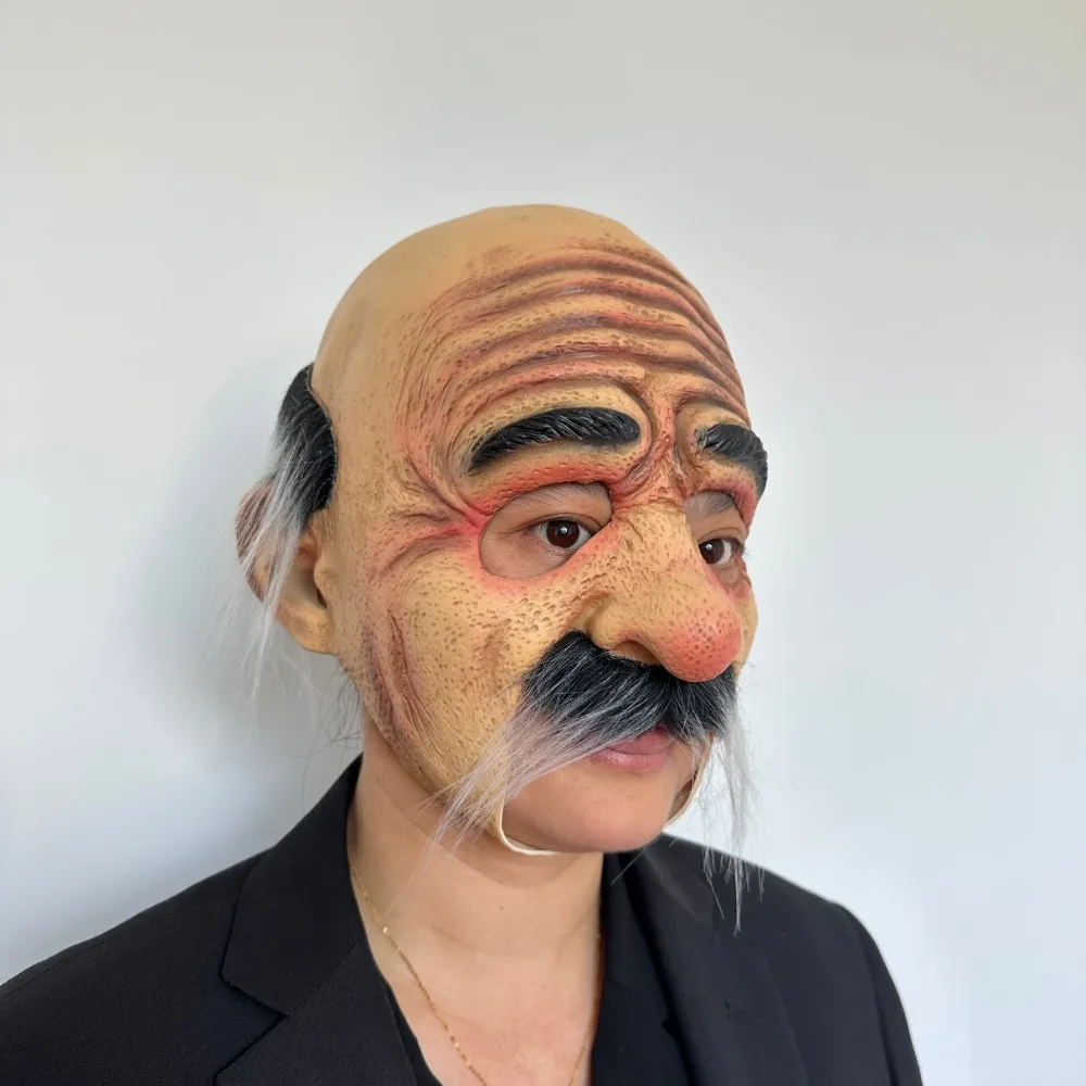 Old Man Mask Realistic Latex Scary Old Man Mask Full Head Human Mask Party Cosplay Mask for Adults Mask Halloween Dress Up Party