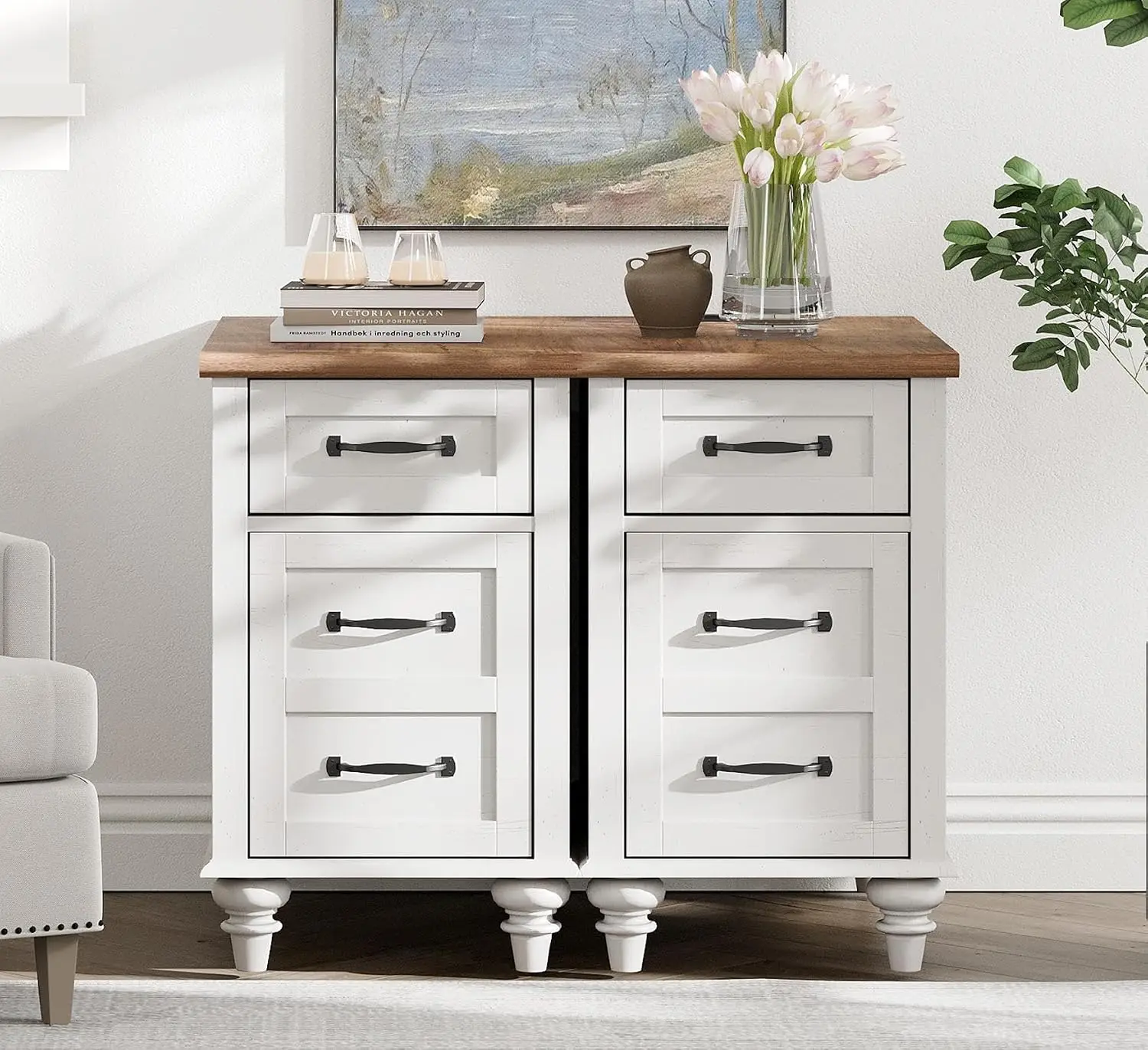 Modern Nightstand With Charging Station & Storage Cabinet, Wood Bedside Table With Drawer For Bedroom, 2 Pack, Customized