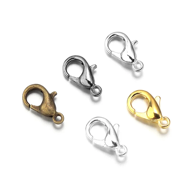 100pcs 9 12 14mm Zinc Alloy Lobster Clasps Multi Sizes for DIY Handmade Jewelry Necklace Bracelet Making Accessories - view 5