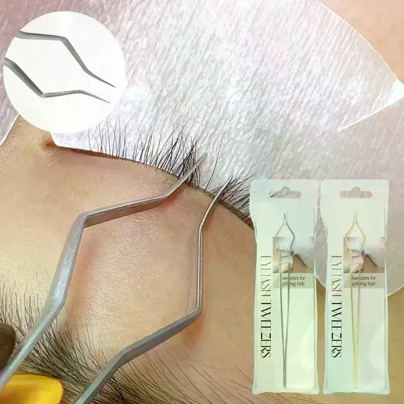 Lash Extension Tweezers Anti Slip Stainless Steel Curved Tip Straight Tweezers High Precision Nail Art Makeup Beauty Tools