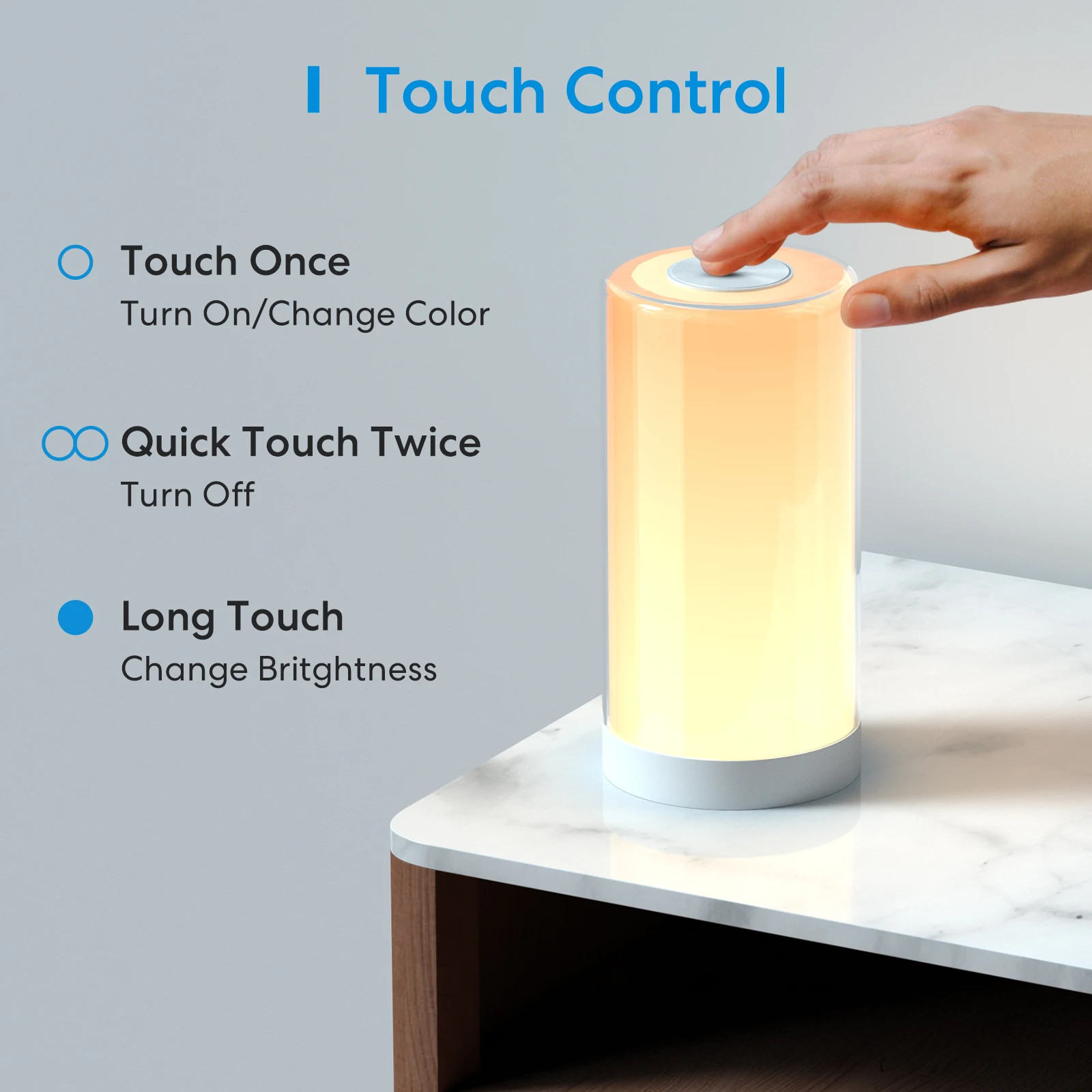 Meross HomeKit Smart Table Lamp RGBWW LED Wi-Fi Night Lamp 6W Touch Sensor Dimmable Bedside Light Support Alexa Google Assistant