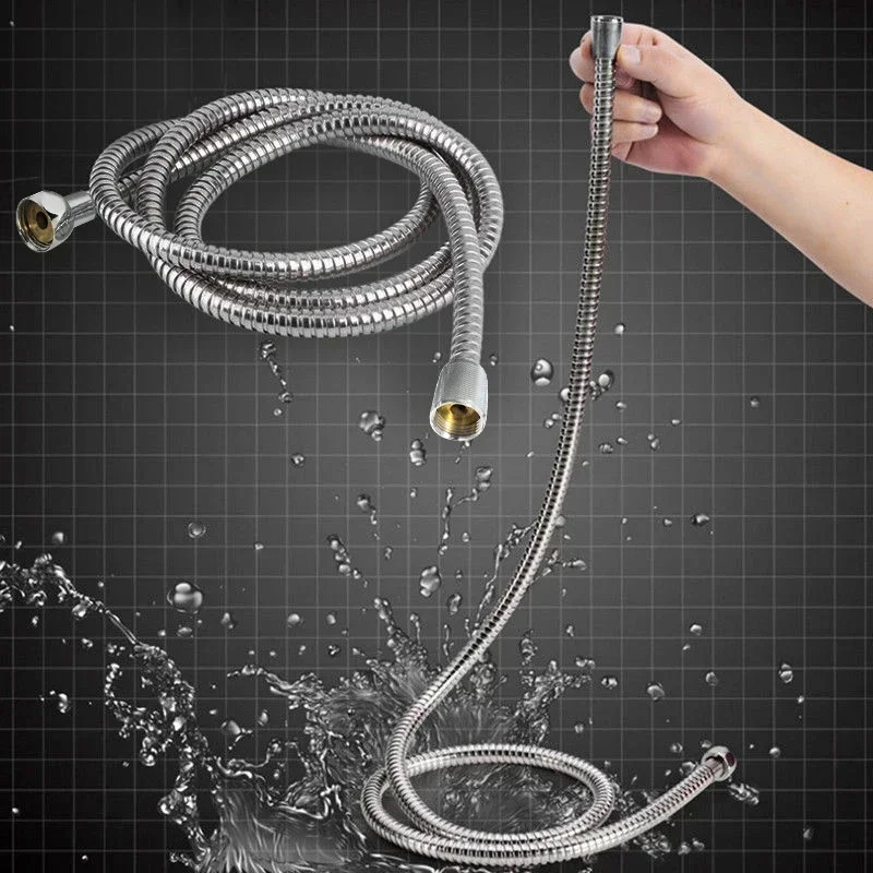 Shower Hose Steel Flexible Shower Hose Long Bathroom Shower Water Hose Extension Plumbing Pipe Pulling Tube Bathroom Accessories