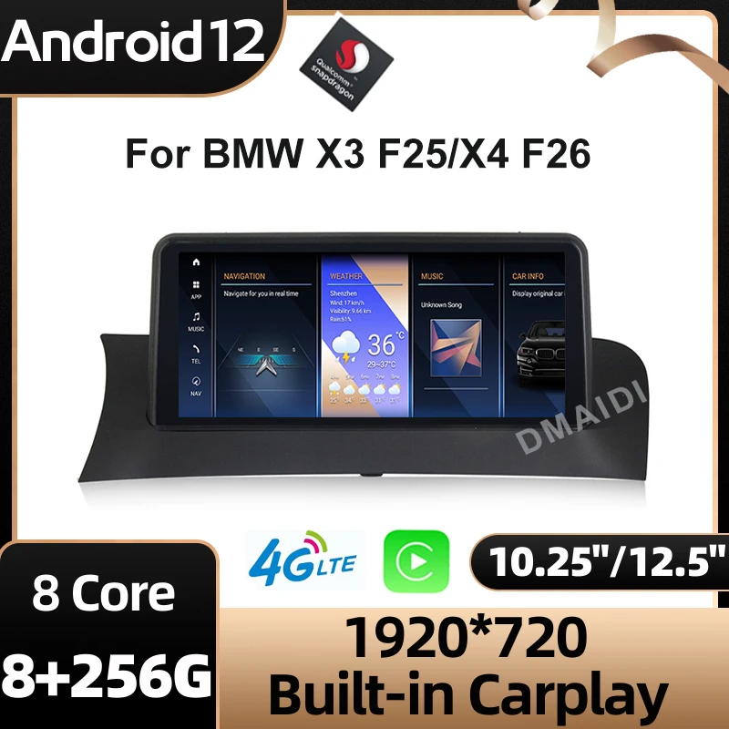 

Android 12 Snapdragon 10.25" / 12.5" Car Multimedia Player GPS Navigation for BMW X3 F25 X4 F26 Head Unit