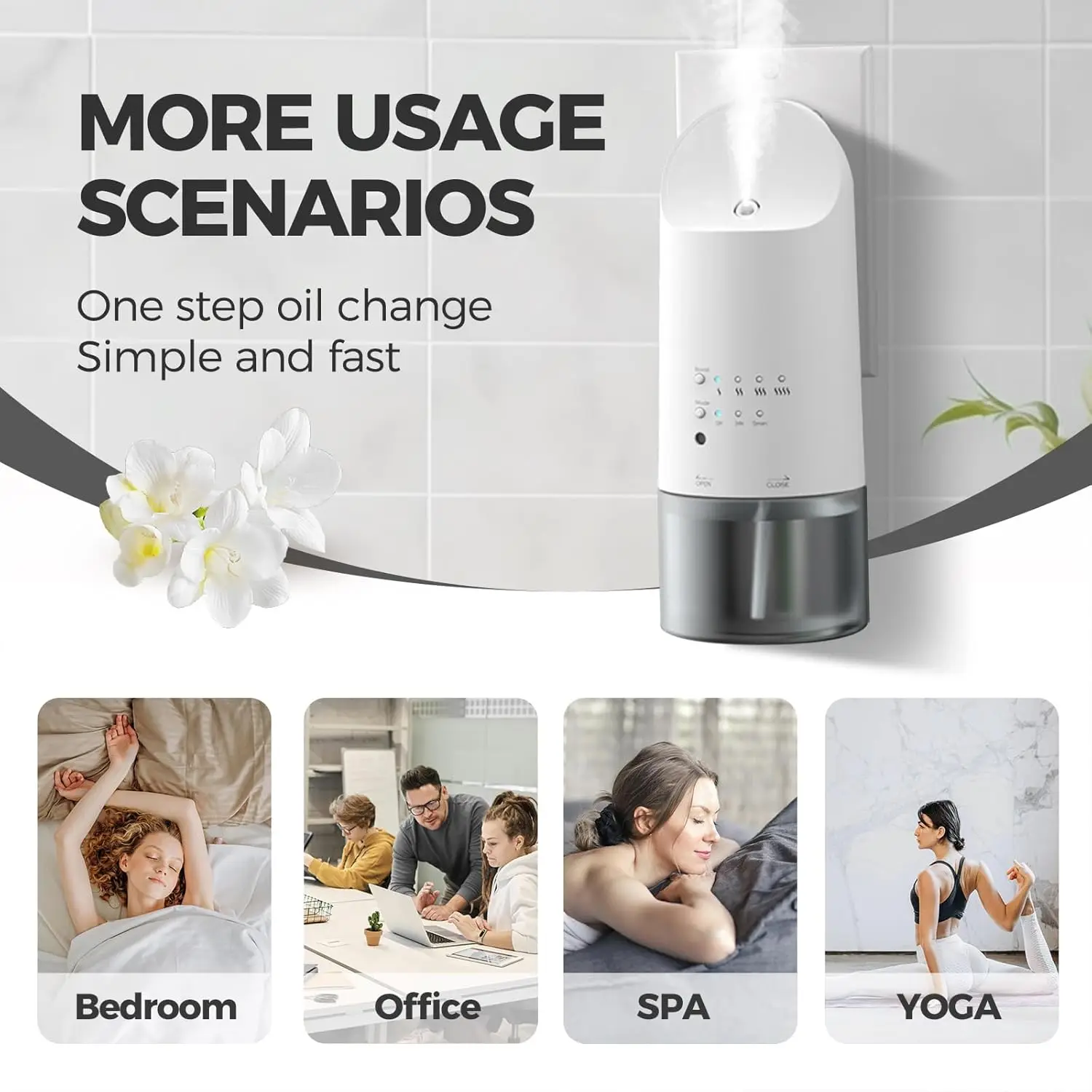 

Plug in Diffuser for Essential Oils, Waterless Scent Diffuser Cover Up to 500 Sq. Ft. for Home, Office, Spa protable Diffuser