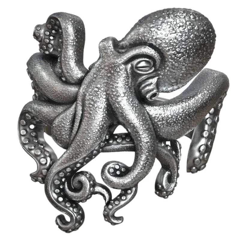 

14g 3D Big Kraken Gothic Octopus Tentacles Gold Rings Customized 925 Solid Sterling Silver Ring Many Sizes 7-13