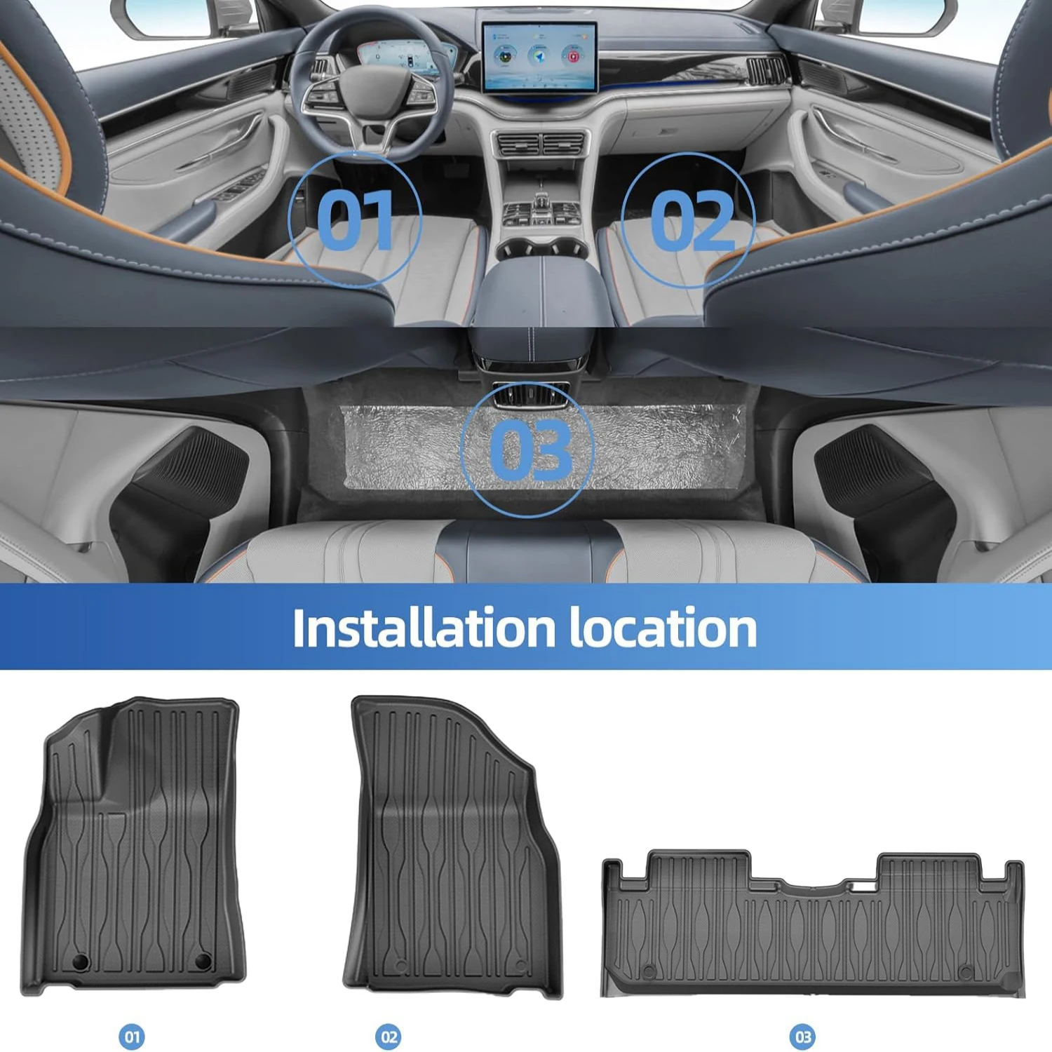 For BYD Song Pro DMI 2022 2023 2024 Floor Mats and Cargo Liner, Waterproof Anti-slip Trunk Mat TPE Foot Pads Left Hand DrIve