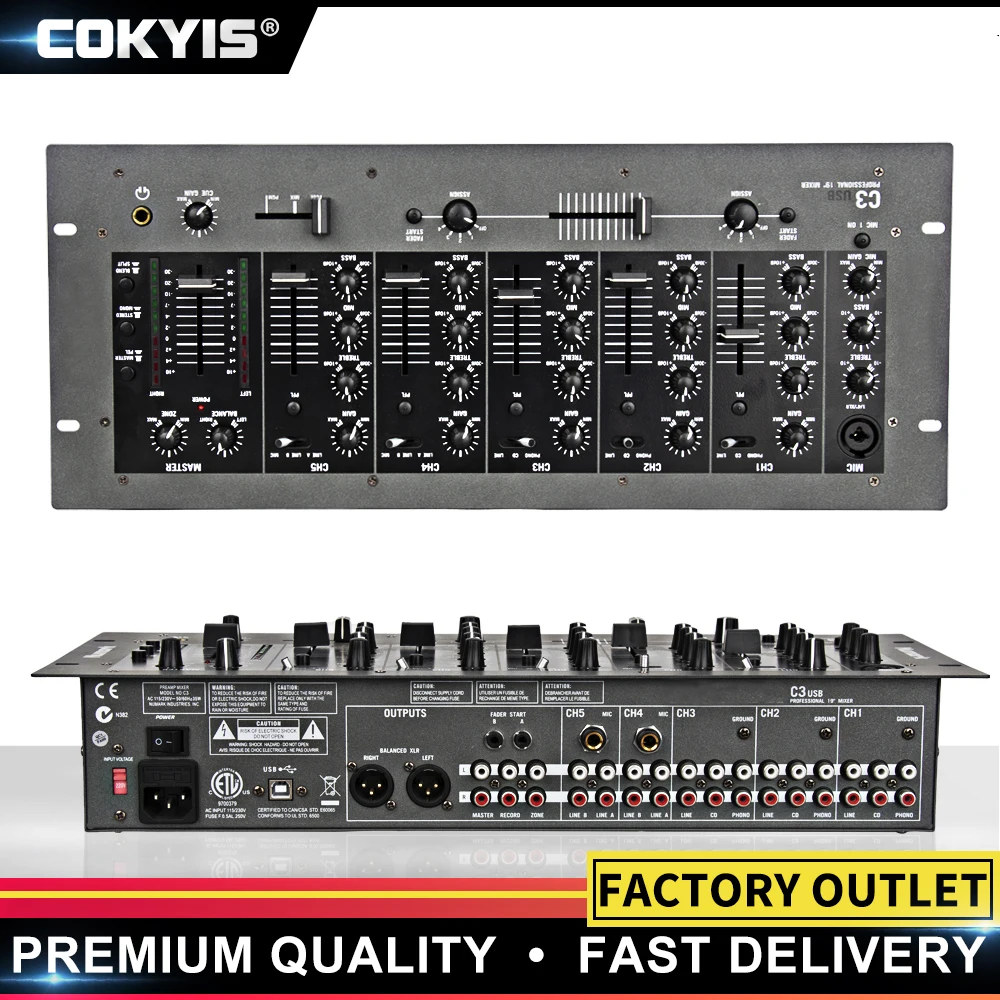 

Rack Mount Audio Mixer Professional 5 Channel DJ Stereo Mixer Mixing Console C3 numark dj stage performance professional