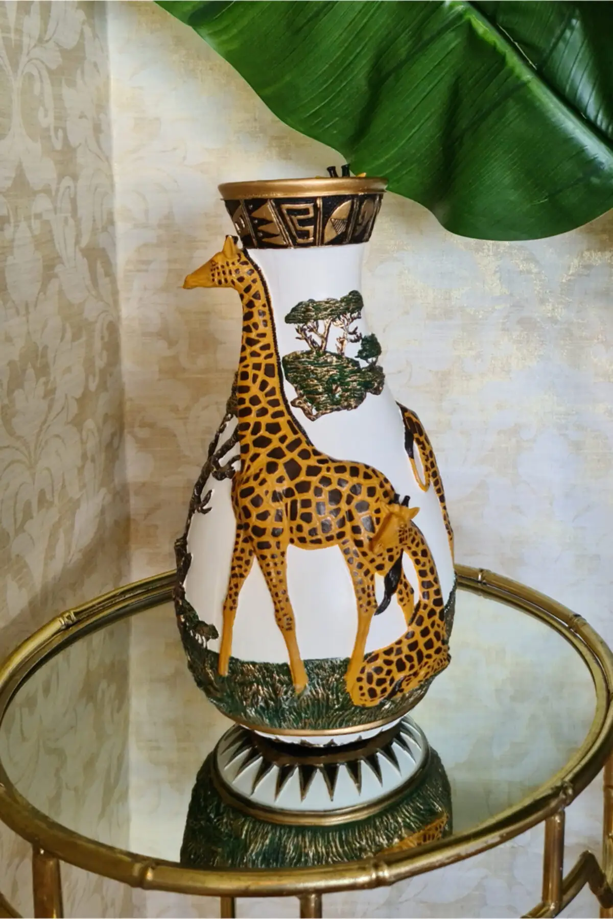 Giraffe Figured Safari Long Vase Color Special Design EDS461