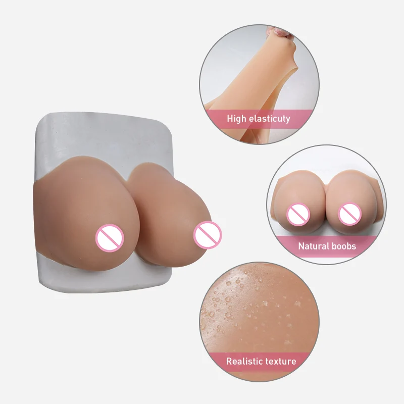 Roanyer Silicone Fake G Cup Breast Forms for Crossdresser Realistic Boobs Strapless Tits Drag Queen Costumes without Strap