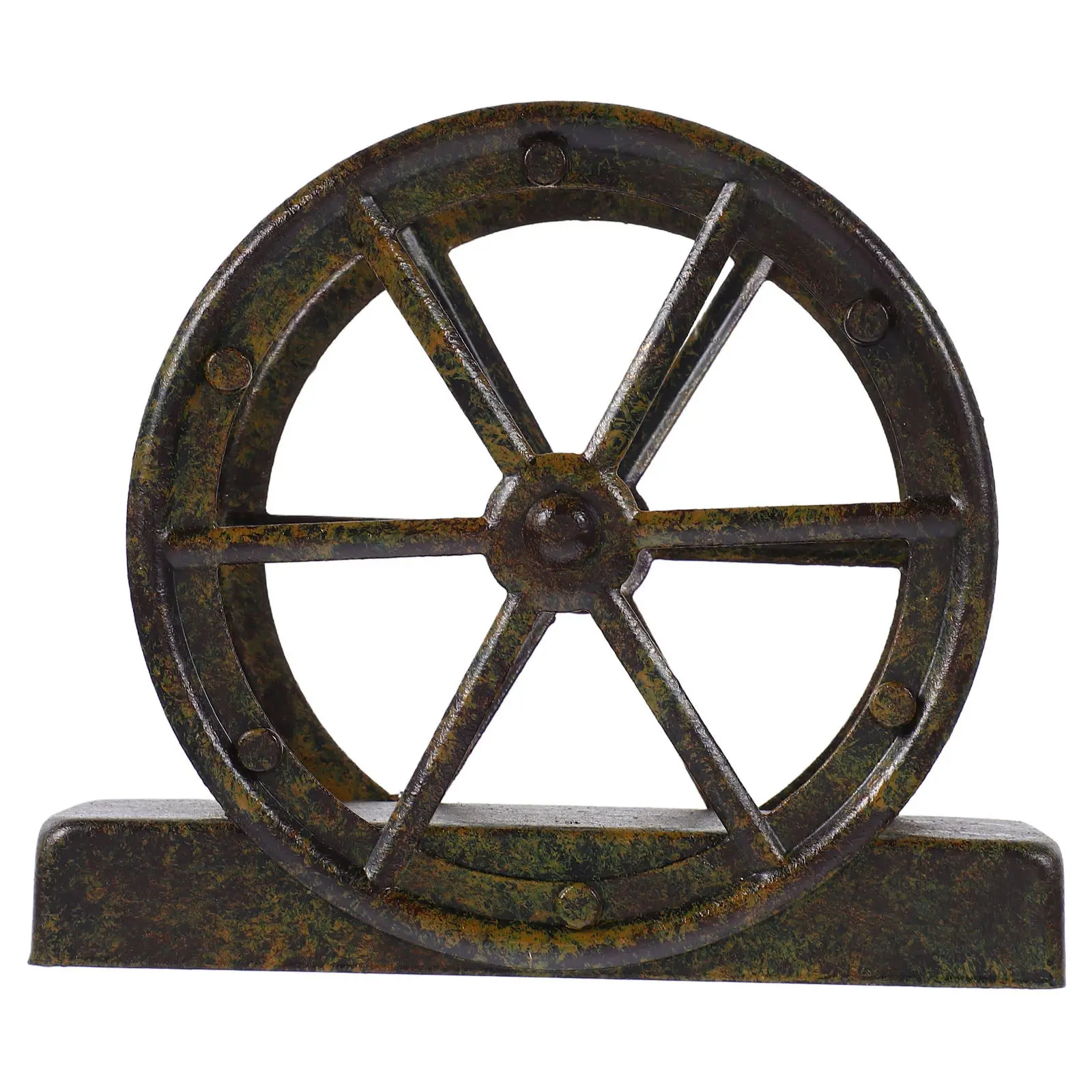 Vintage Cast Iron Napkin Holder Wheel Design Freestanding Rustic Farmhouse Tissue Dispenser for Kitchen Countertop Dining Table view 5