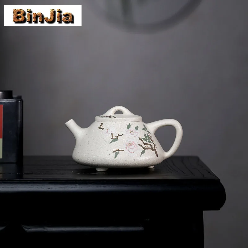 

150ml Exquisite Yixing Purple Clay Teapots Handmade Stone Scoop Pot Raw Ore White Section Mud Kettle With Strainer Zisha Tea Set