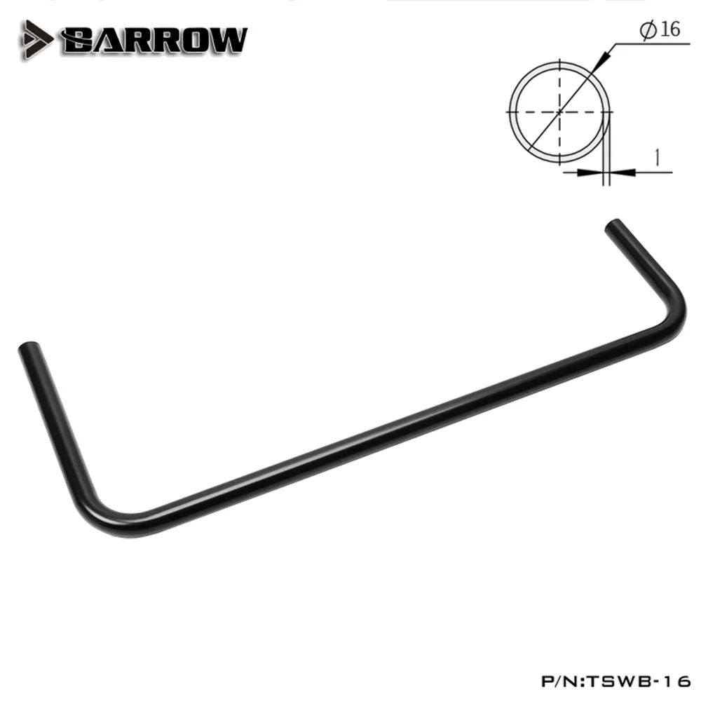 Barrow Metal Tube(ID14mm + OD16mm)1mm Thickness Straight Tube Pre-Bent 90 Degree Copper Tube Black Water-Cooled TB16-490 TSWB-16