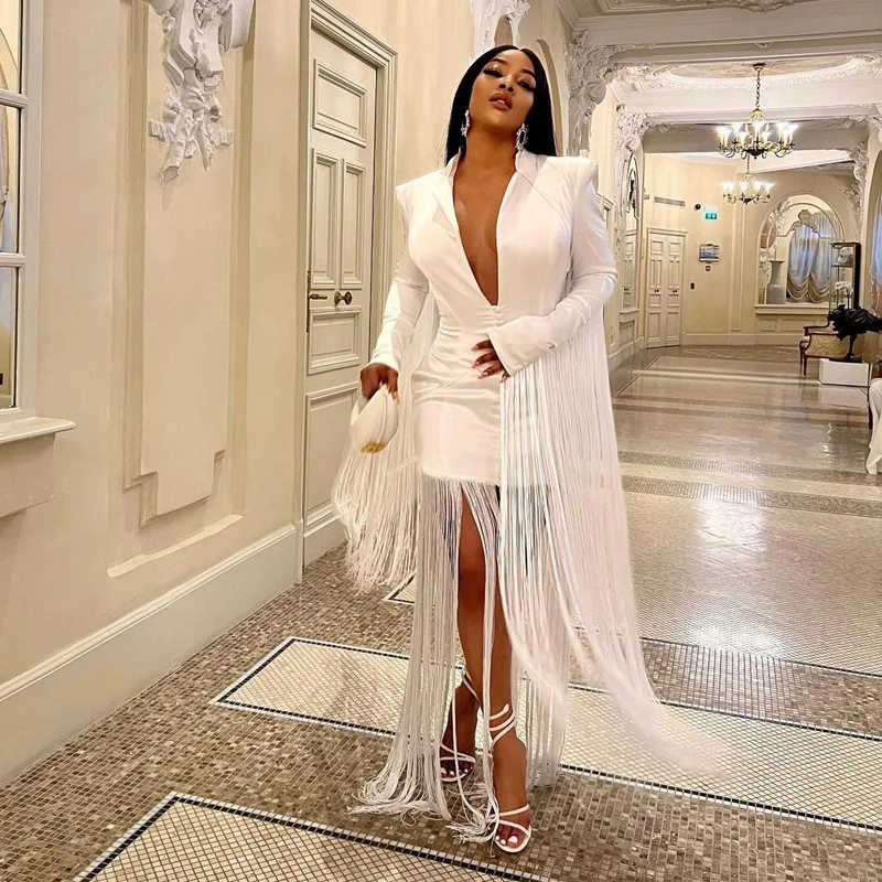 

Сексуальная длинная юбка с кисточками Sve Deep V Ne Street Sle с высокой талией и одной пуговицей H pe Длинная юбка из полиэстера