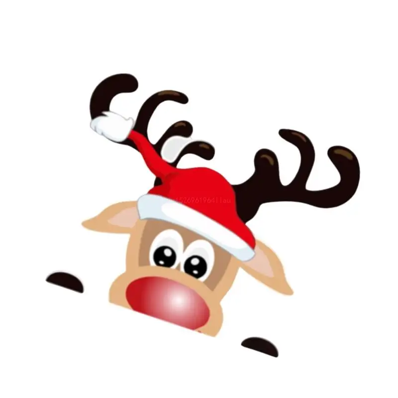 Festive Reindeer & Santa Car Window Ornament Waterproof PVC Car Window Decal Waterproof Vehicle Decal Easy Installation