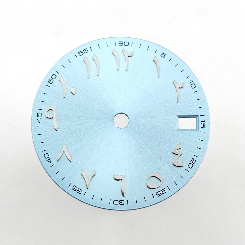 28,5-mm-Zifferblatt, passend für NH35-Uhrwerke, Zifferblätter mit römischen Ziffern, schwarz, silber, grün, blau, Uhrenteile, Zubehör, personalisiertes Zifferblatt mit Namen – Detail 4