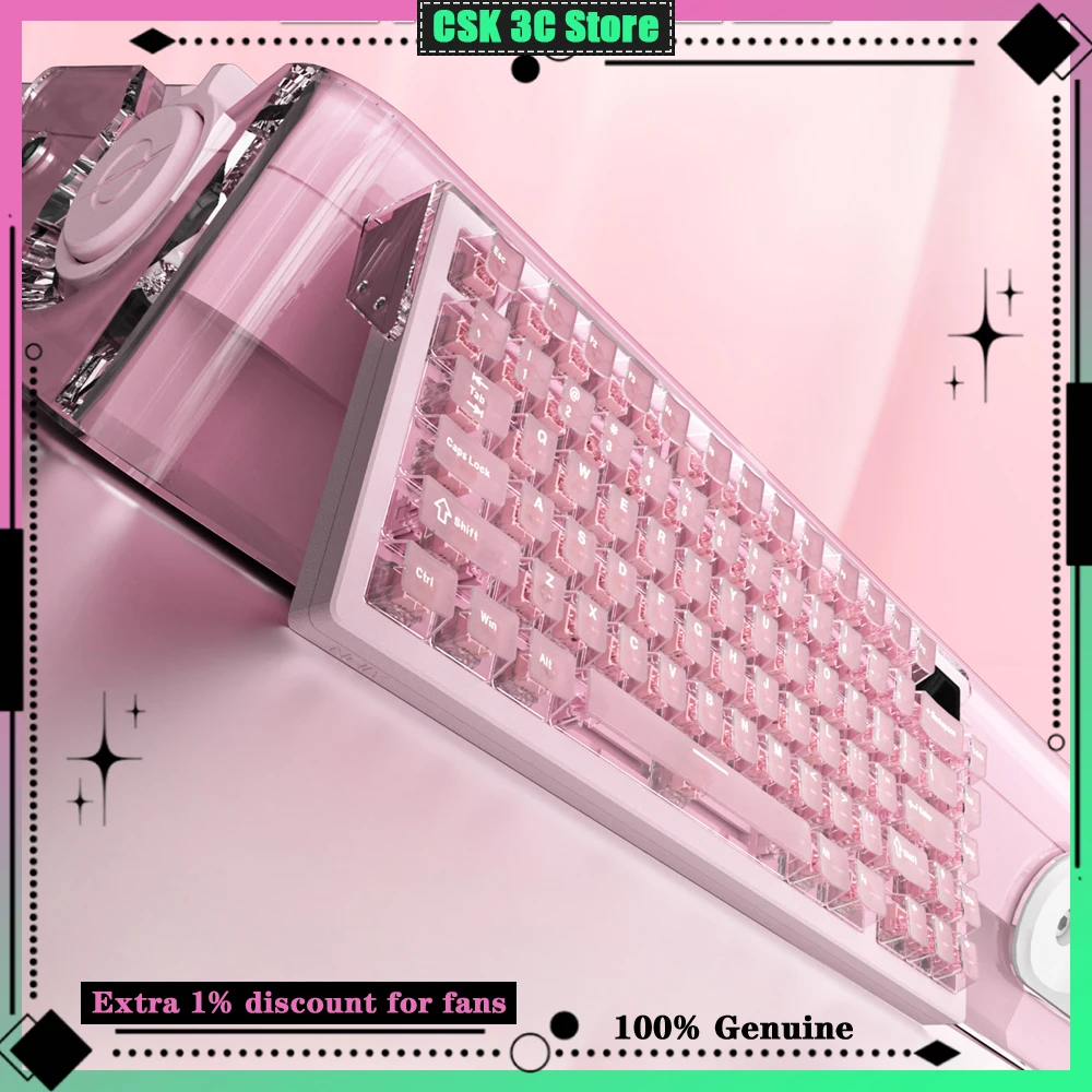 NDIY YM75 Triple-Mode Wireless Magnetic Switch Mechanical Keyboard with Dual Lighting Zones FR4 PCB for FPS CS2 E-sports Game