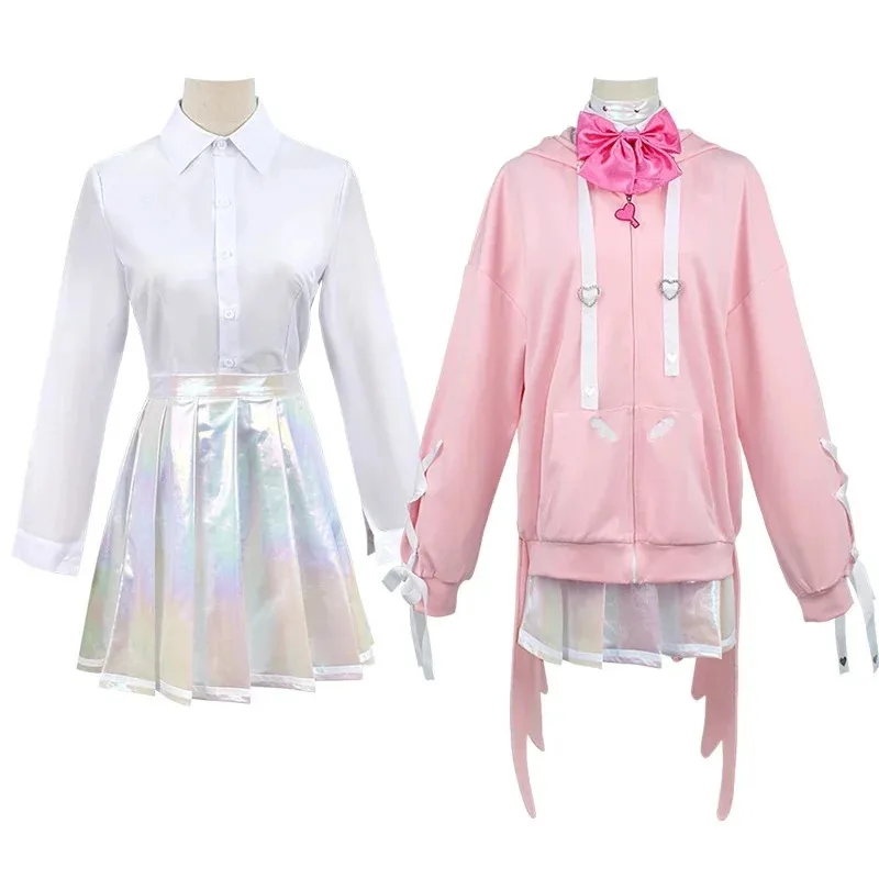 

Game NEEDY GIRL OVERDOSE KAngel Pink hoodie Cosplay Costume Full Set of Clothing Sailor Suit Jk Uniform Laser Skirts Ribbon x;2'