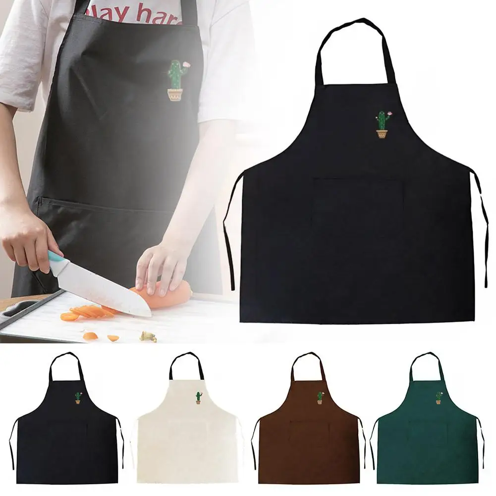 Adjustable Cooking Apron Unisex Household Solid Color Chef Waiter Barbecue Hairdresser Adult Pocket Apron Kitchen Supplies Tool