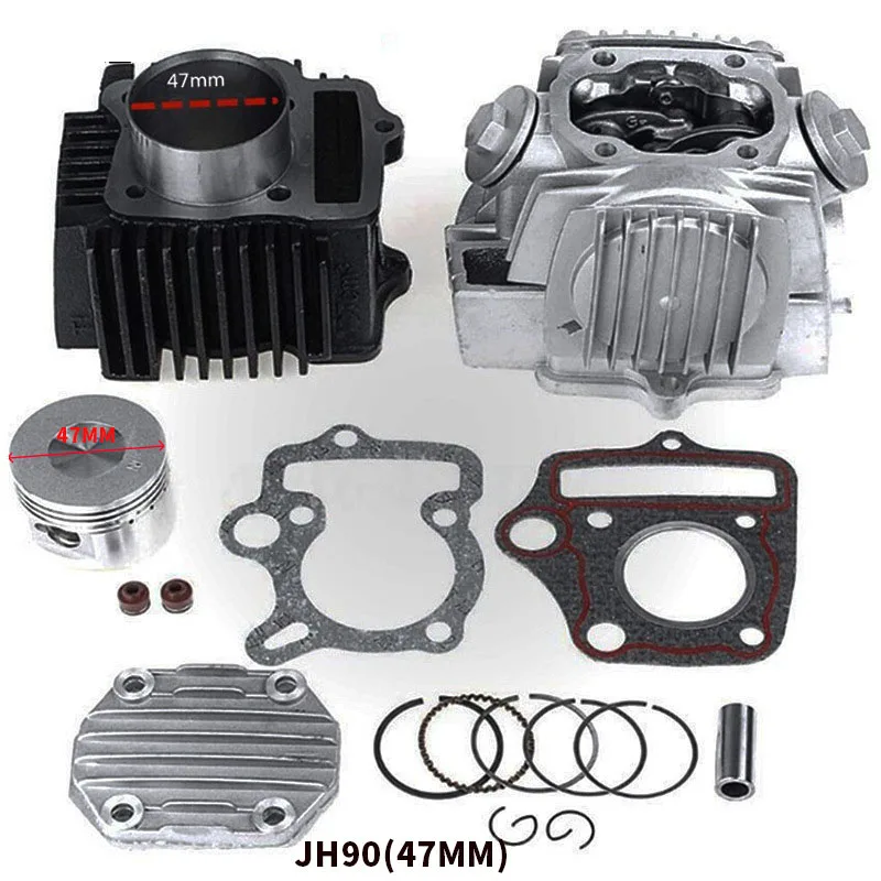 Motorcycle 47mm Engine Cylinder 90CC Head Piston Kit Set Motor For Jialing JH90 CT90 TRX 90 Motoblock ATV Parts