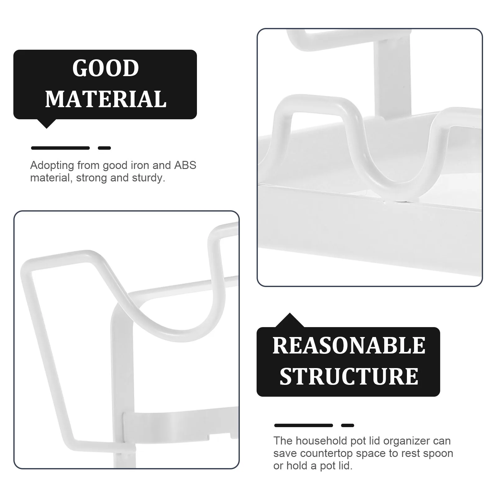 

Pot Lid Organizer Kitchen Rack Modern Storage Stand for Lids Cutting Boards Utensils Space-Saving Countertop Holder