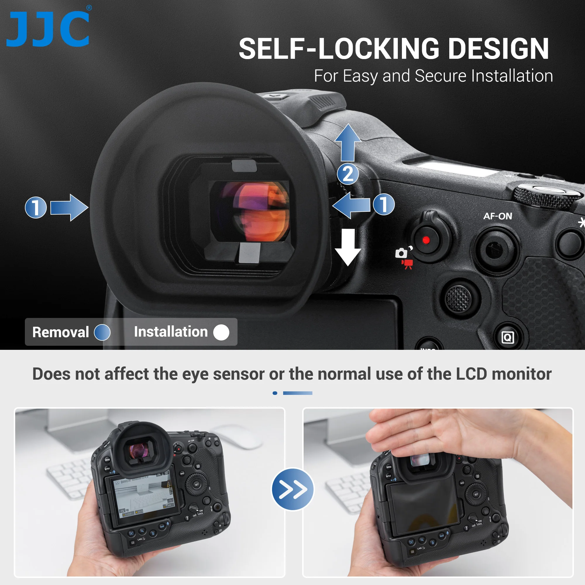 JJC Weiches Silikon-Kamera-Augenmuschel-Okular ersetzt Canon ER-I für Canon EOS R1 Augenmuschel, Augenschutz-Sucher – Detail 12