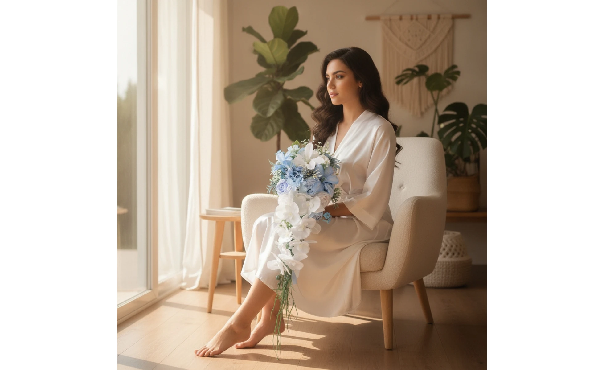 Waterfall Bouquet Romantic Cascading Bouquet Flowers Elegant Photo-Ready for Brides, Wedding Ceremonies, Outdoor Weddings