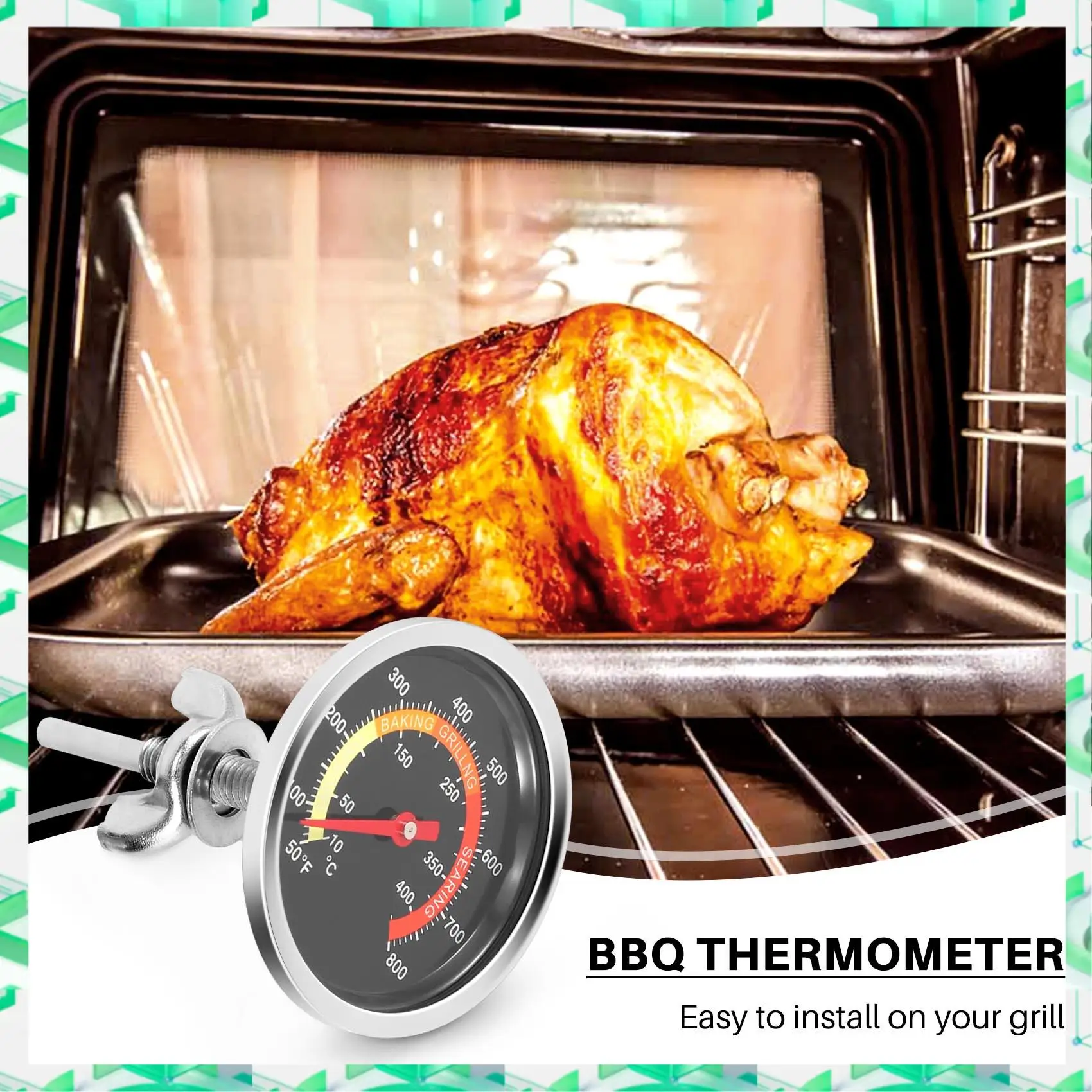 

FIZP BBQ Grill Temperature Gauge, Barbecue Charcoal Grill Smoker Temperature Gauge Pit BBQ Pizza Oven Thermometer