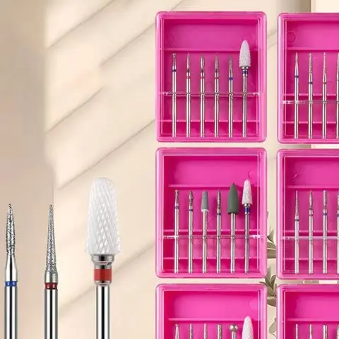 6 قطعة/صندوق الكوارتز الماس الرمال ملفات الأظافر الحفر إهاب تلميع بت مسمار أدوات الرسم مسمار رأس مطحنة مجموعة تشذيب الأظافر الكهربائية