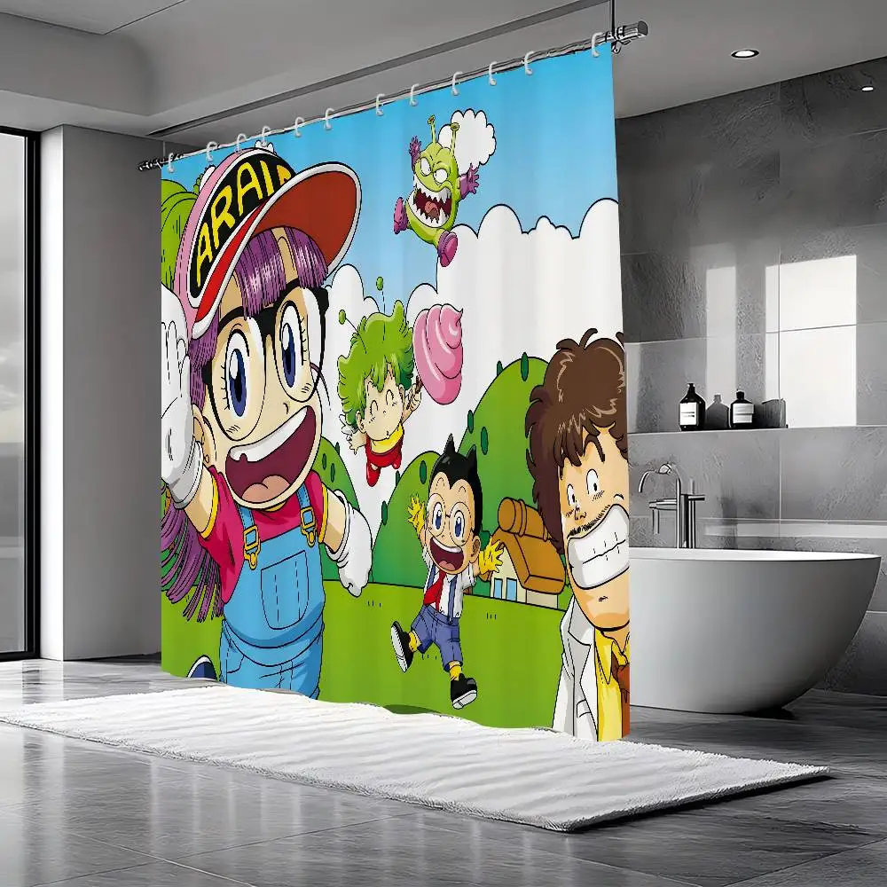 Arale Girl Anime Duschvorhang, Badvorhang, bedruckt, Polyesterstoff, wasserdicht, Badezimmervorhänge mit Haken, Badewannenabtrennung