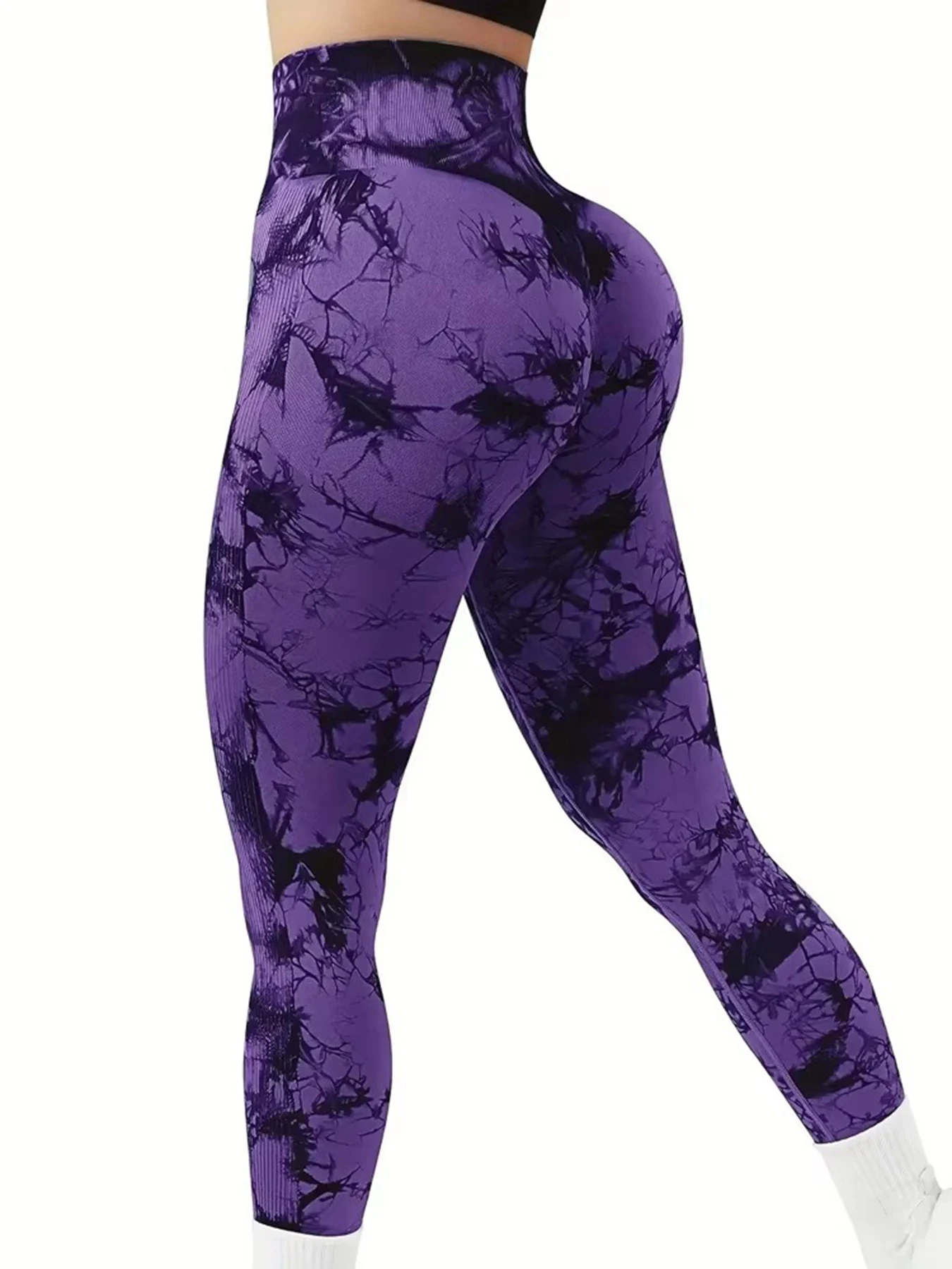 Tights Women Tie Dye Leggings High Waist Lifts Butt Tummy Control Push Up Seamless Yoga pants Ladies Workout Gym Clothing image 4