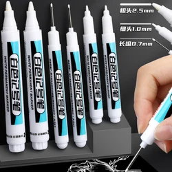6 pcs White marker oil-based fine-tip waterproof colorfast advertising greeting card tire glass highlighter indelible
